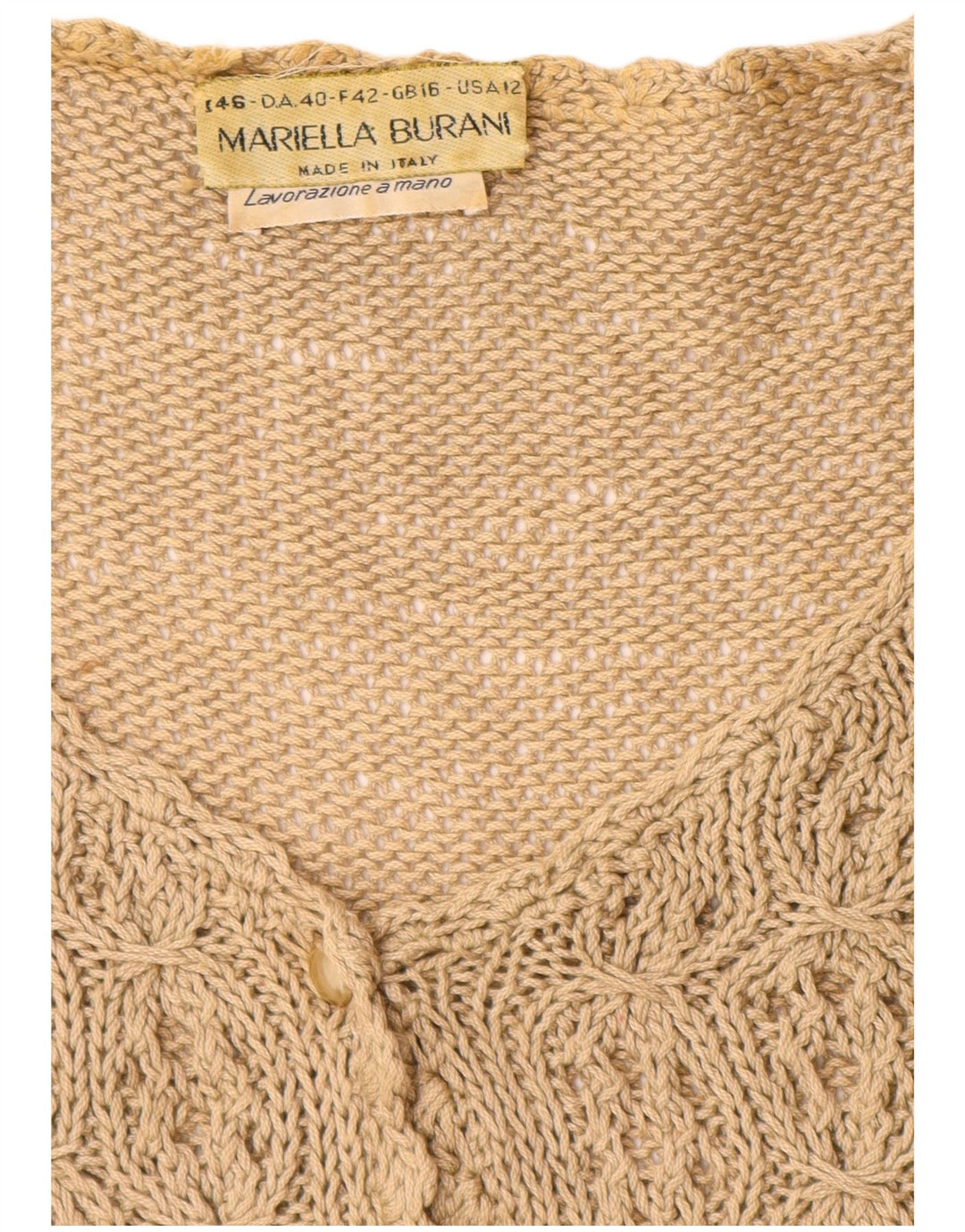 MARIELLA BURANI Womens Short Sleeve Cardigan Sweater UK 16 Large  Beige