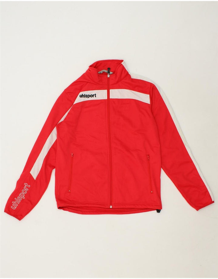 UHLSPORT Boys Tracksuit Top Jacket 13-14 Years Small Red Colourblock Vintage Uhlsport and Second-Hand Uhlsport from Messina Hembry 