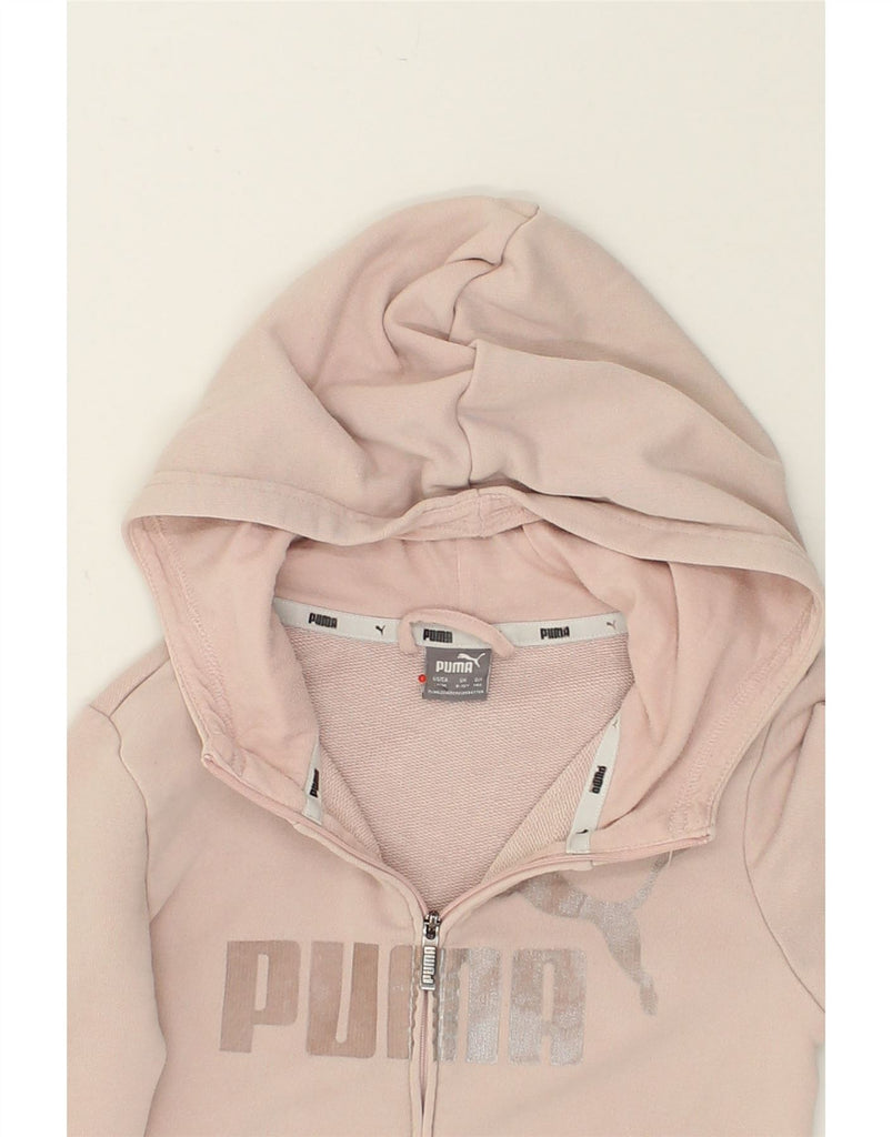 PUMA Girls Graphic Zip Hoodie Sweater 8-9 Years Pink Polyester | Vintage Puma | Thrift | Second-Hand Puma | Used Clothing | Messina Hembry 