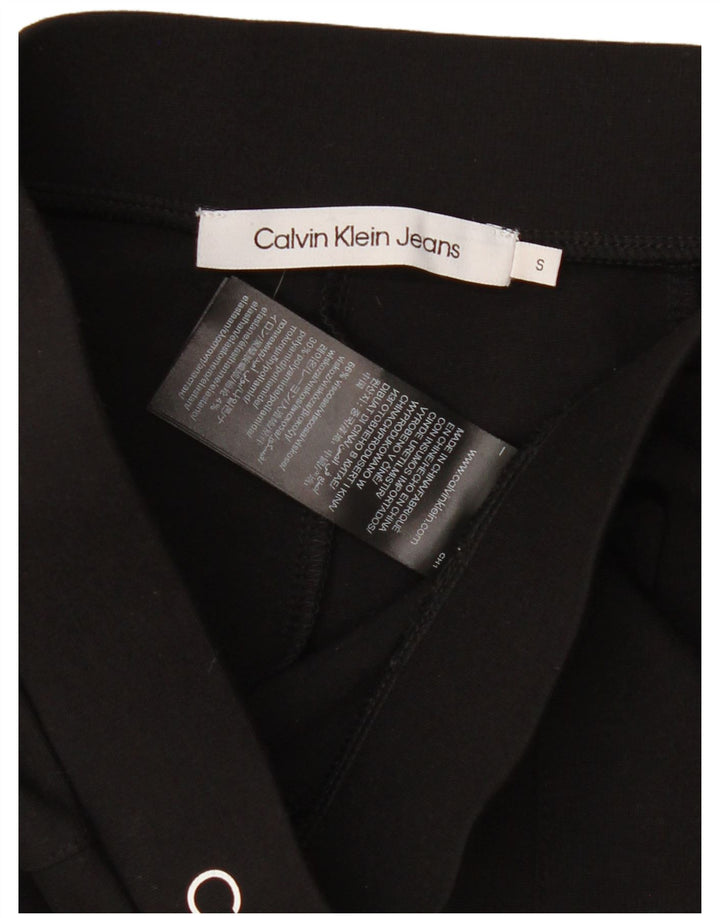 Calvin Klein Womens Graphic Leggings UK 10 Small  Black Viscose