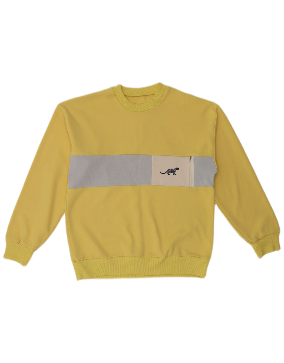 Vintage Mens Sweatshirt Jumper Small Yellow Colourblock