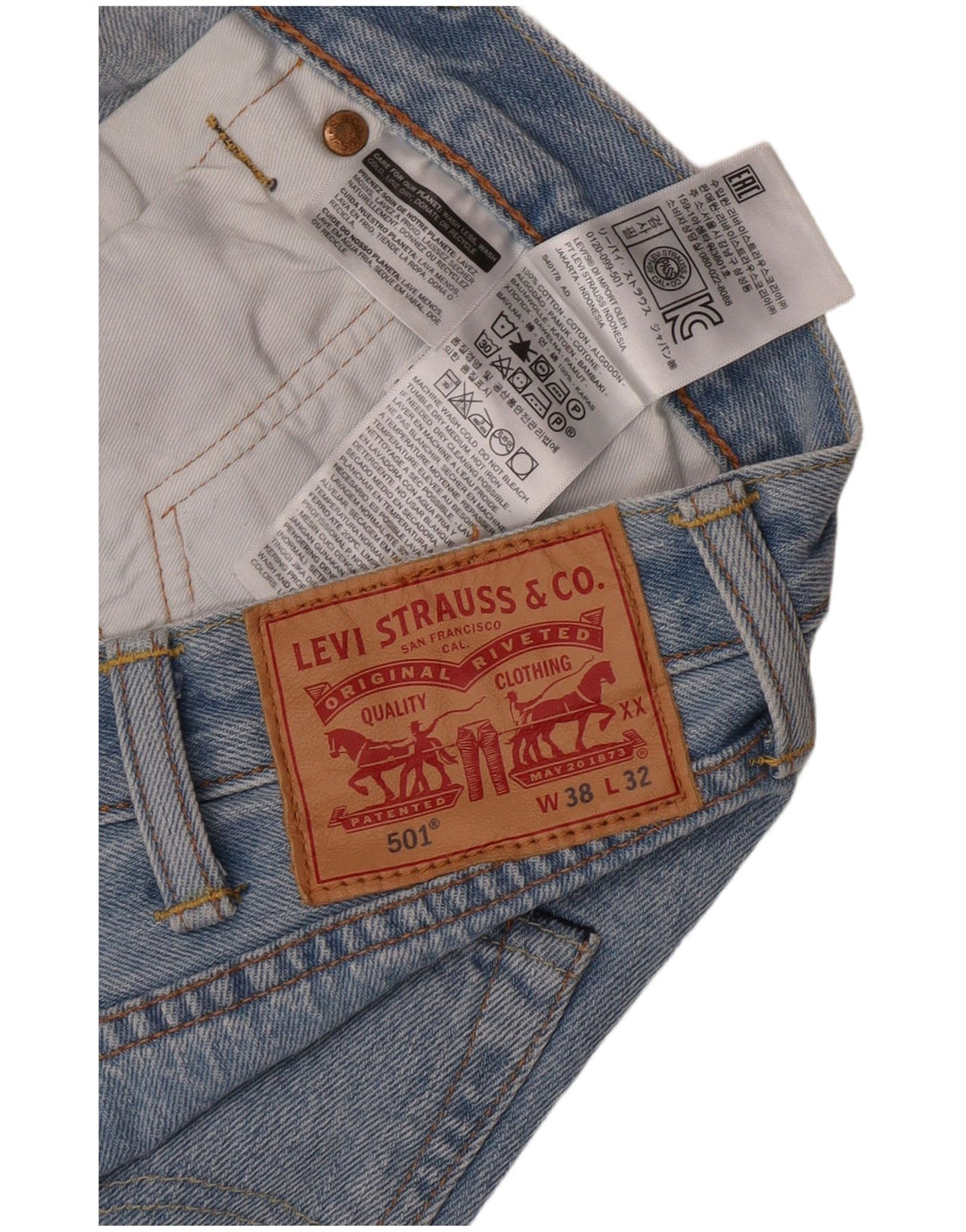Levi's Mens 501 Straight Jeans W38 L29 Blue Cotton