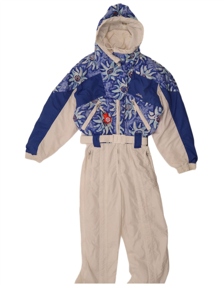 Ellesse Womens Hooded Oversized Ski Jumpsuit IT 40 Small White Floral