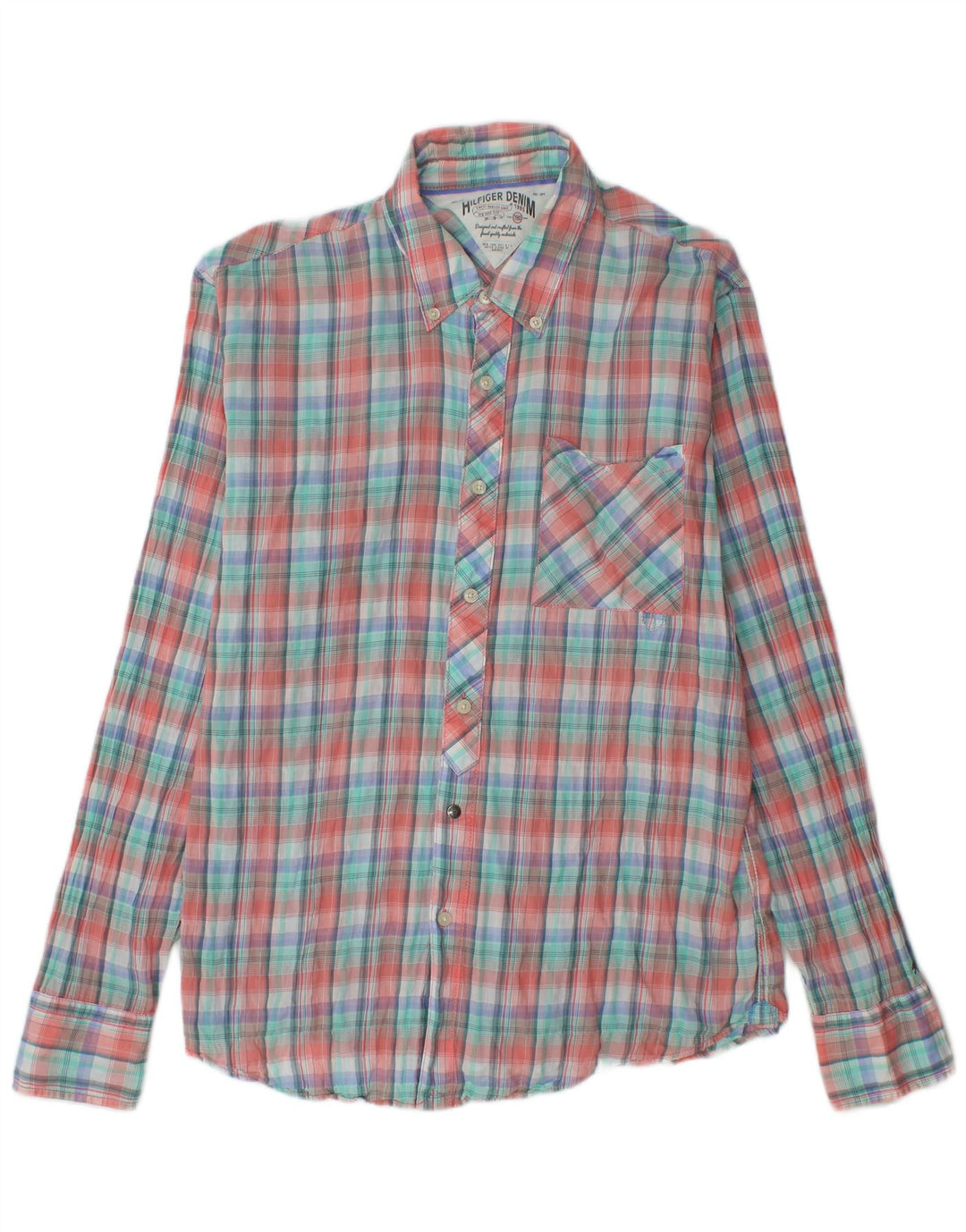 Tommy Hilfiger Mens Shirt Large Multicoloured Check Cotton