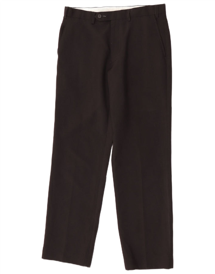 Marks & Spencer Mens Straight Suit Trousers W32 L31 Black Polyester