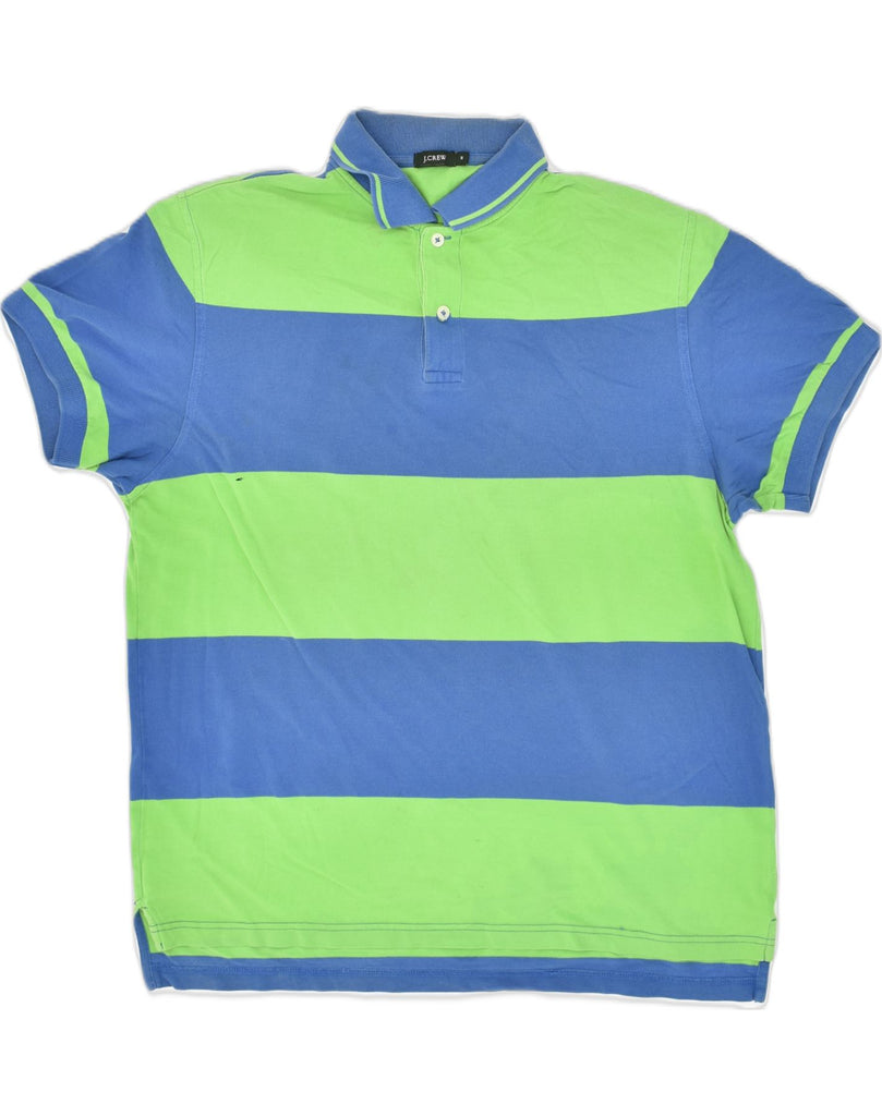 J. CREW Mens Polo Shirt Medium Green Striped Cotton | Vintage J. Crew | Thrift | Second-Hand J. Crew | Used Clothing | Messina Hembry 