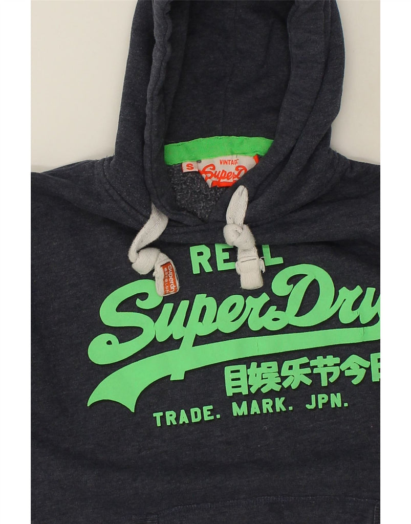 SUPERDRY Mens Graphic Hoodie Jumper Small Navy Blue Cotton | Vintage Superdry | Thrift | Second-Hand Superdry | Used Clothing | Messina Hembry 