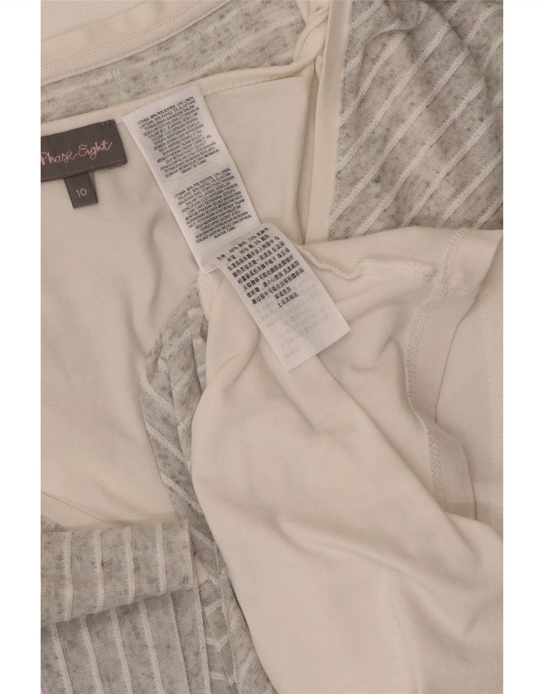 PHASE EIGHT Womens Loose Fit Blouse Top UK 10 Small Grey Pinstripe