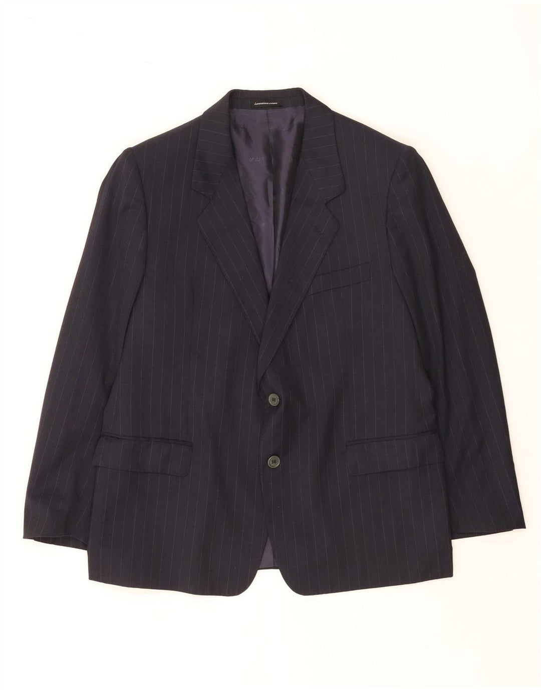Vintage Mens 2 Button Blazer Jacket UK 40 Large Navy Blue Pinstripe