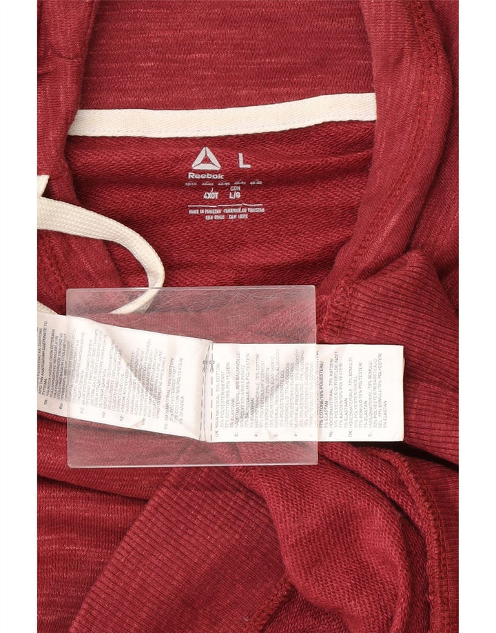 REEBOK Womens Sweatshirt Jumper UK 16 Large Maroon Flecked Cotton Vintage Reebok and Second-Hand Reebok from Messina Hembry 