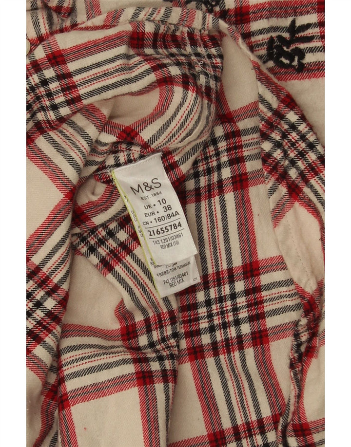 Marks & Spencer Womens Oversized Flannel Shirt UK 10 Small Beige Check
