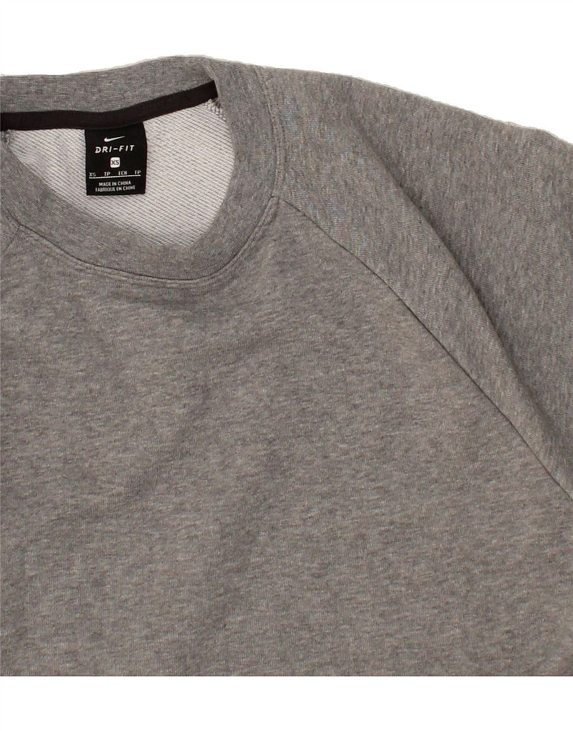 NIKE Womens Dri Fit Crop Sweatshirt Jumper UK 6 XS Grey Cotton Vintage Nike and Second-Hand Nike from Messina Hembry 