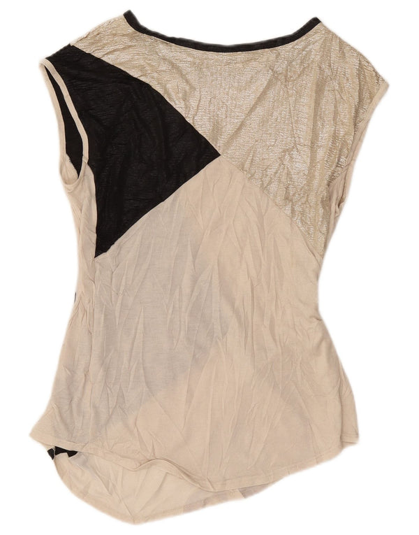 Oasis Womens Sleeveless Oversized Blouse Top UK 10 Small Gold Colourblock