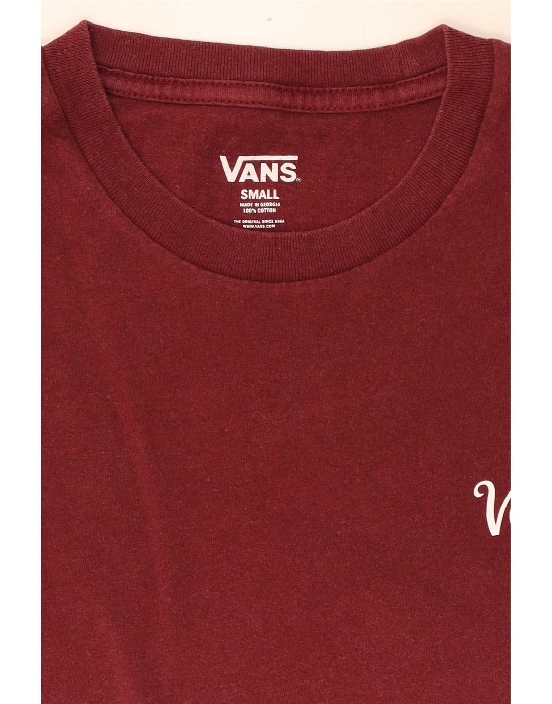 Vans Mens T-Shirt Top Small Burgundy Cotton