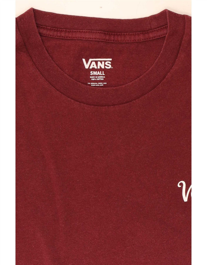 Vans Mens T-Shirt Top Small Burgundy Cotton