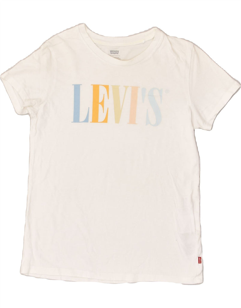 LEVI'S Womens Graphic T-Shirt Top UK 6 XS White Cotton | Vintage Levi's | Thrift | Second-Hand Levi's | Used Clothing | Messina Hembry 