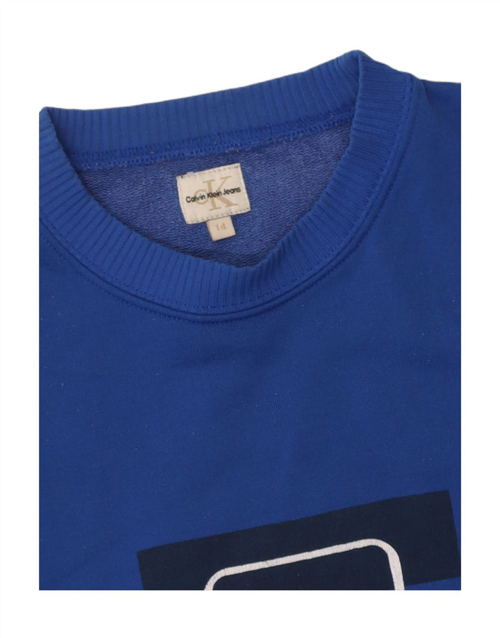 CALVIN KLEIN JEANS Boys Graphic Sweatshirt Jumper 13-14 Years Blue