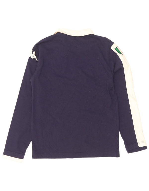 Kappa Mens Graphic Rugby Polo Shirt Medium Navy Blue Colourblock