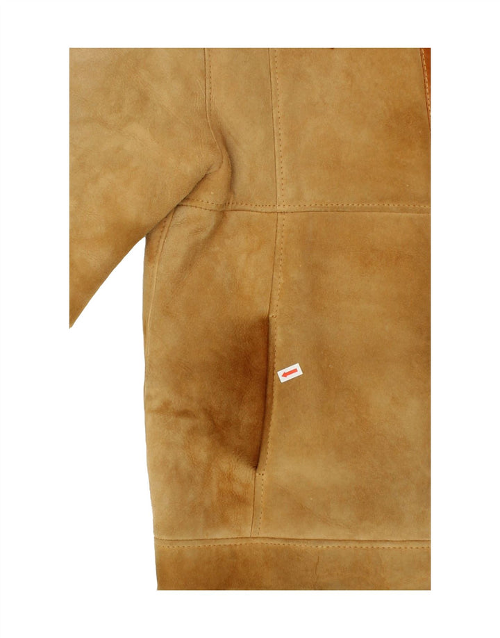 VINTAGE Mens Shearling Jacket UK 36 Small Beige Shearling