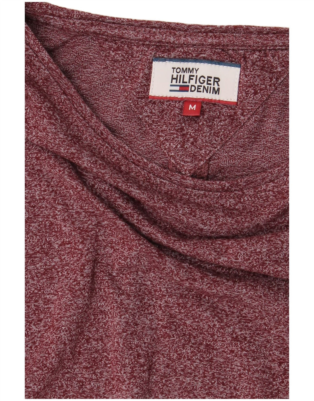 TOMMY HILFIGER Mens Top Long Sleeve Medium Burgundy Flecked