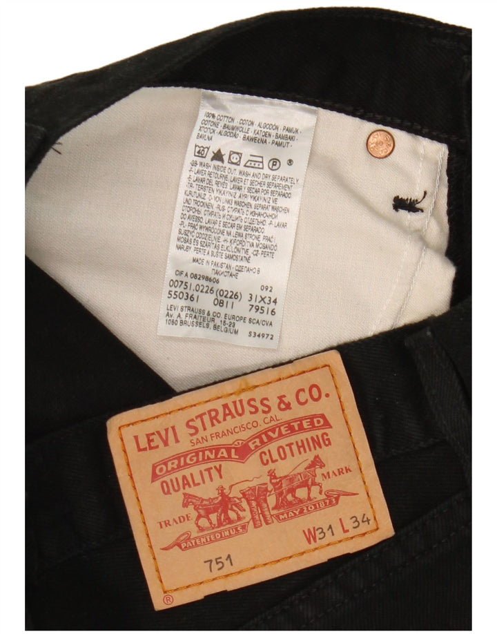 Levi's Mens 751 Straight Jeans W31 L34 Black Cotton