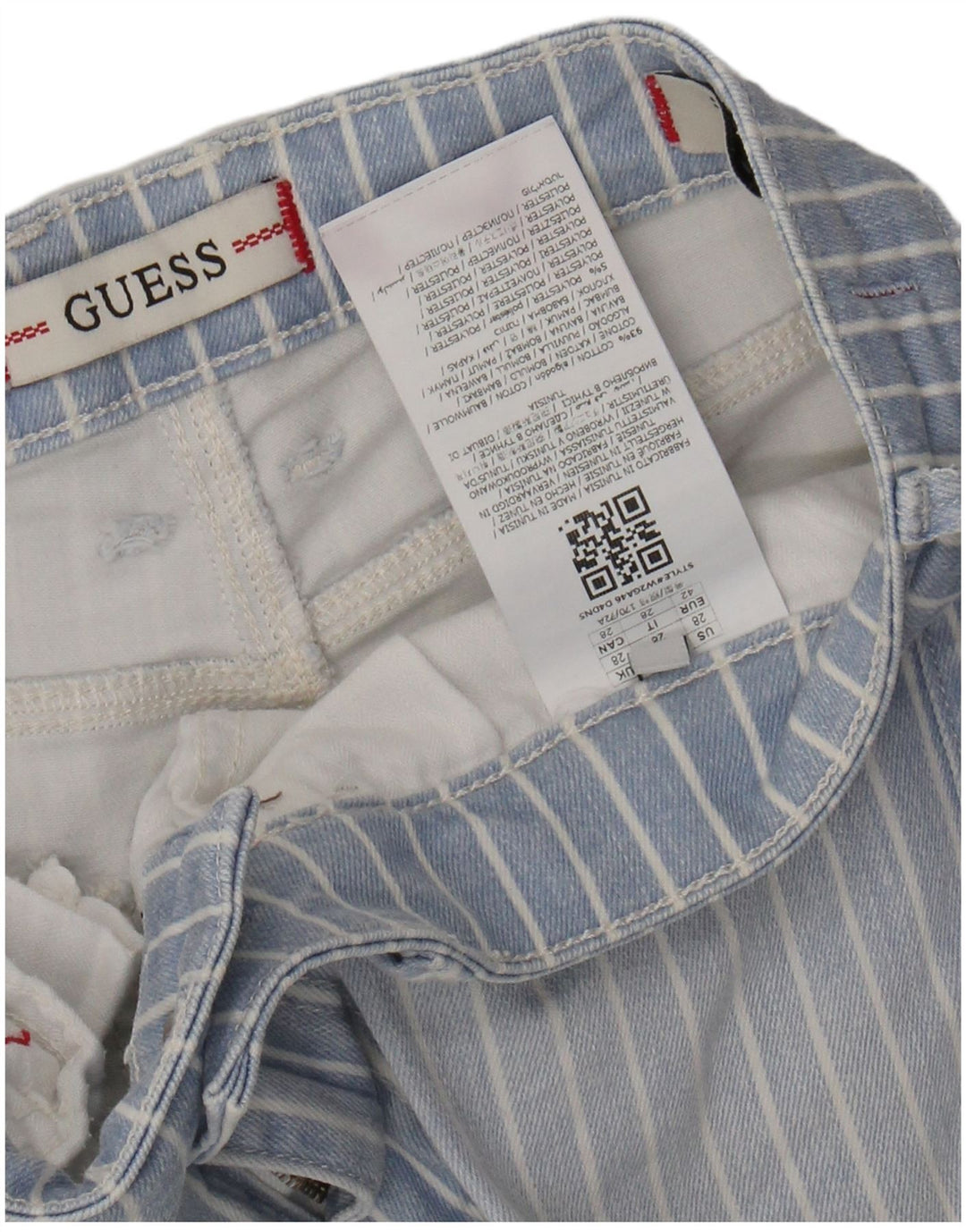 GUESS Womens Skinny Jeans W28 L28 Blue Pinstripe Cotton