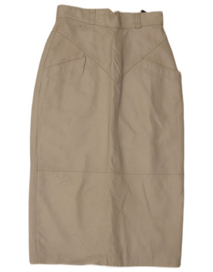 C&A Womens Midi Leather Skirt EU 40 Medium W28 Beige Leather