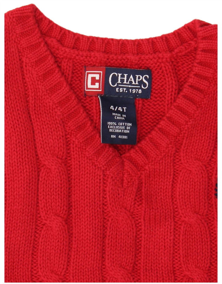 Chaps Boys Vest Tank Top 3-4 Years Red Cotton