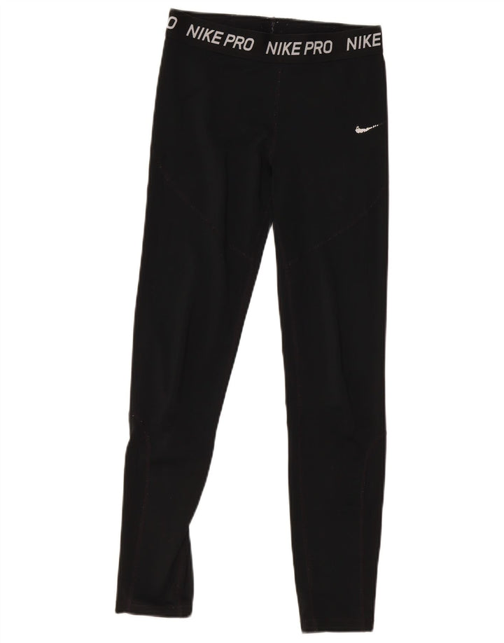 Nike Womens Graphic Leggings UK 8 Small  Black Polyester
