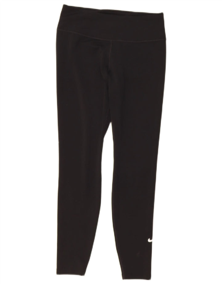 NIKE Womens Dri Fit Leggings UK 12 Medium  Black Polyester