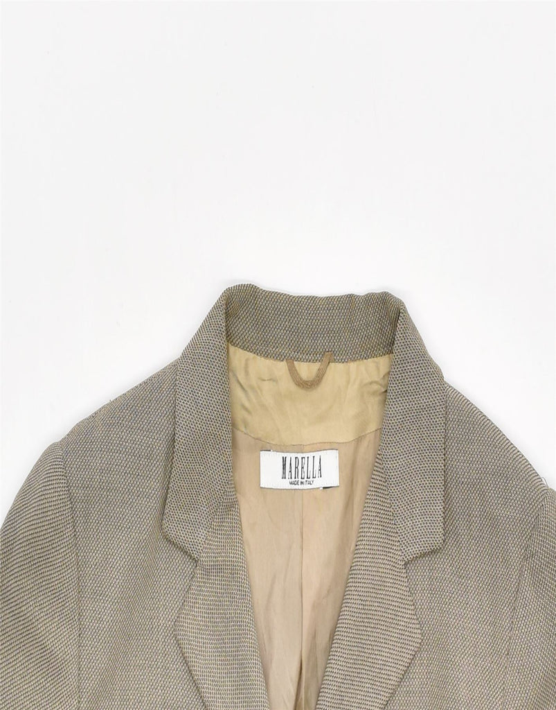 MARELLA Womens 5 Button Blazer Jacket UK 12 Medium Beige Wool | Vintage | Thrift | Second-Hand | Used Clothing | Messina Hembry 