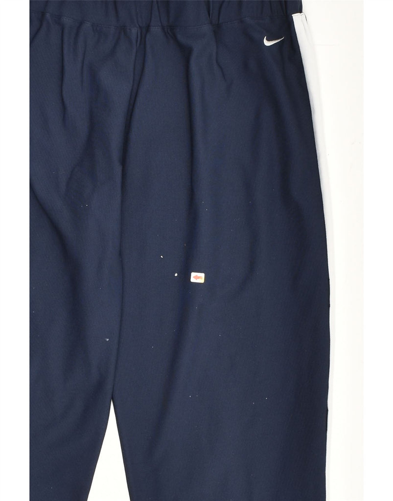 NIKE Womens Dri Fit Capri Tracksuit Trousers UK 14 Medium Navy Blue | Vintage Nike | Thrift | Second-Hand Nike | Used Clothing | Messina Hembry 