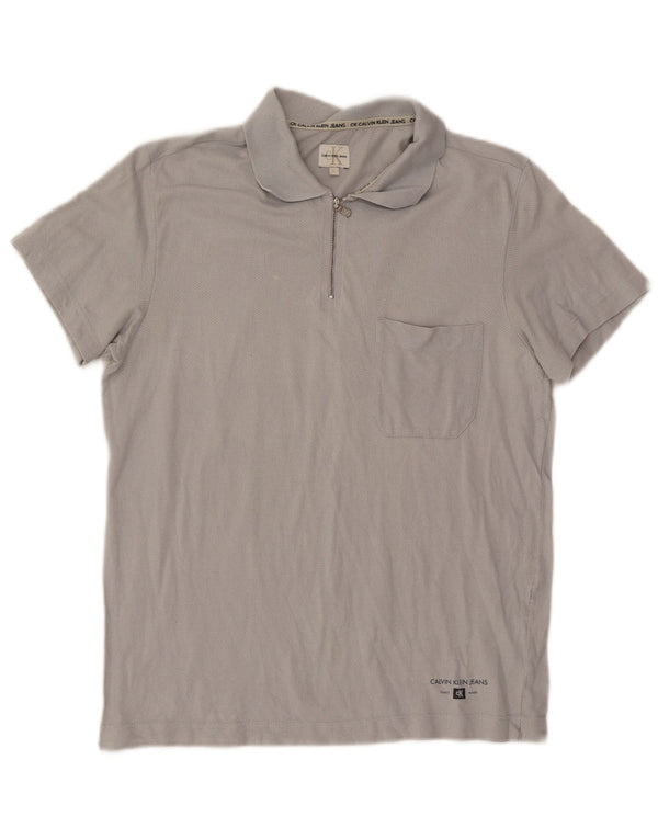 Calvin Klein Jeans Mens Polo Shirt Large Grey