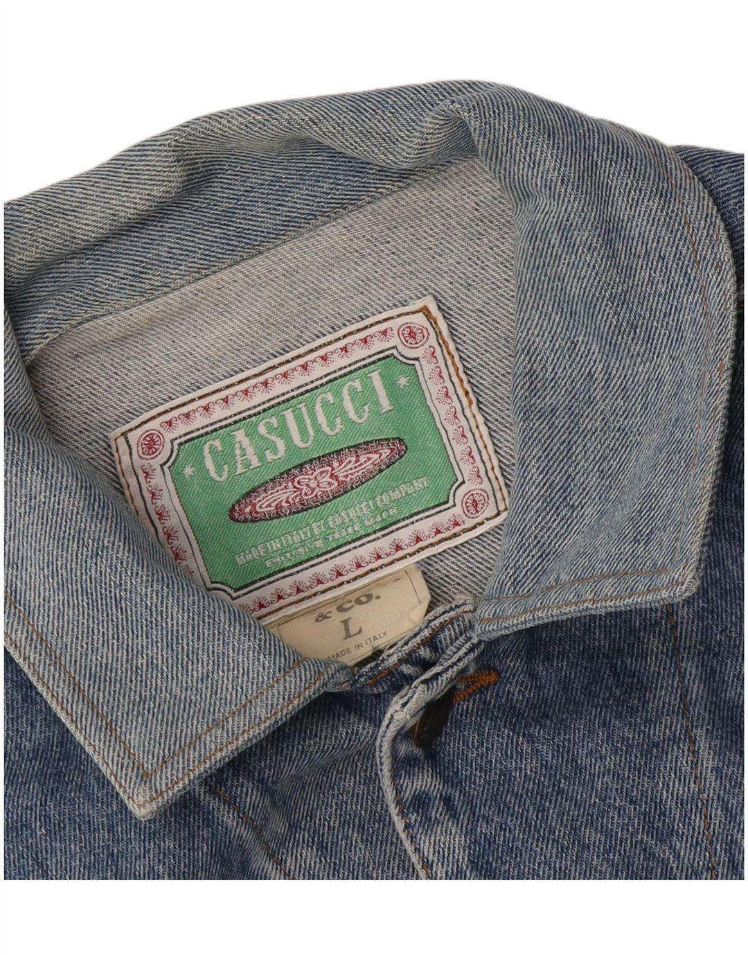 Casucci Mens Denim Jacket UK 40 Large Blue Cotton
