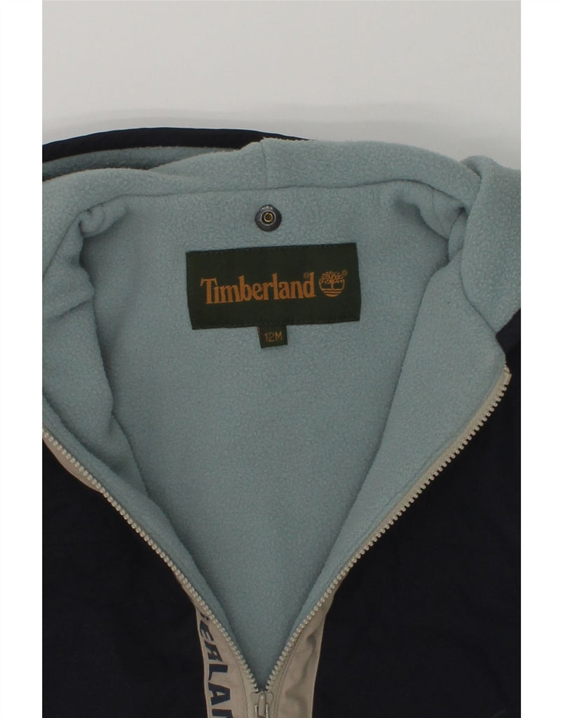 TIMBERLAND Baby Boys Graphic Hooded Padded Gilet 9-12 Months Navy Blue | Vintage Timberland | Thrift | Second-Hand Timberland | Used Clothing | Messina Hembry 