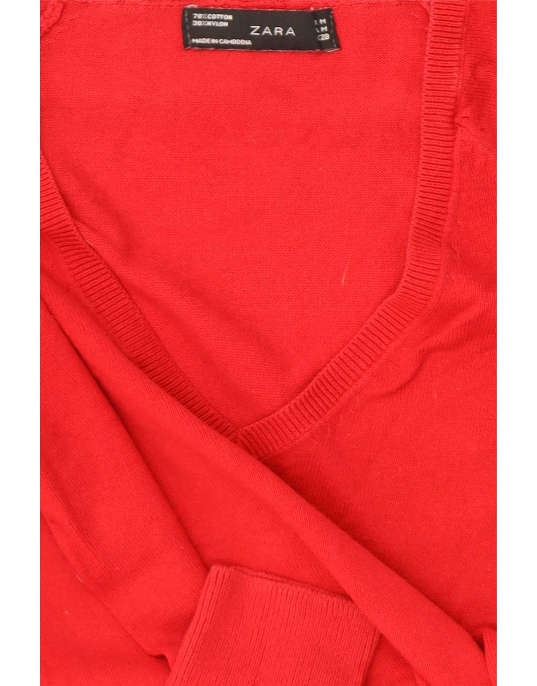 Zara Womens V-Neck Jumper Sweater UK 12 Medium Red