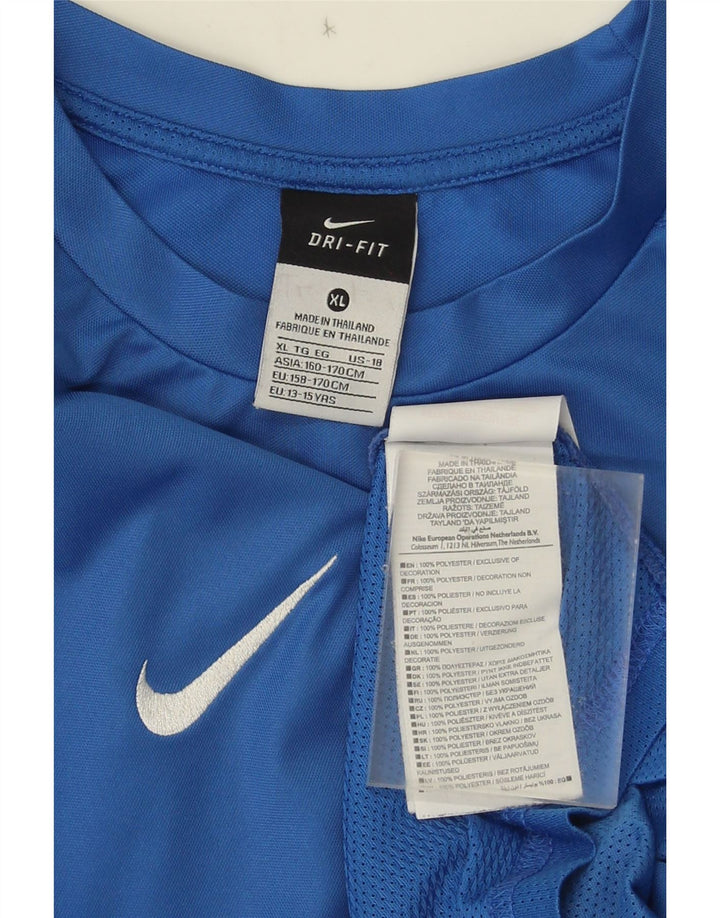 Nike Boys Dri Fit T-Shirt Top 13-14 Years XL Blue Polyester