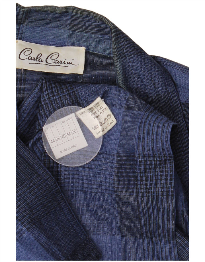 Carla Carini Womens Longline Blazer Jacket UK 14 Medium Navy Blue Check