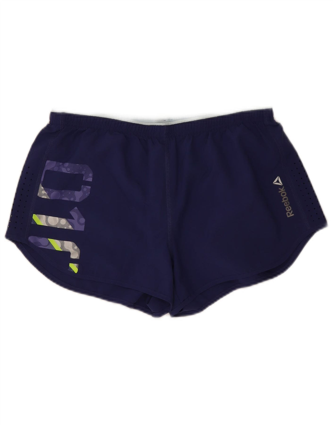 Reebok Womens Graphic Sport Shorts UK 10 Small Navy Blue Polyester
