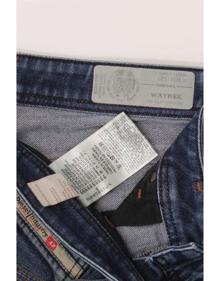 Diesel Mens Waykee Regular Straight Jeans W34 L28 Blue Cotton