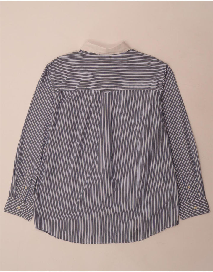 Chaps Mens Easy Care Shirt Large Blue Striped Cotton