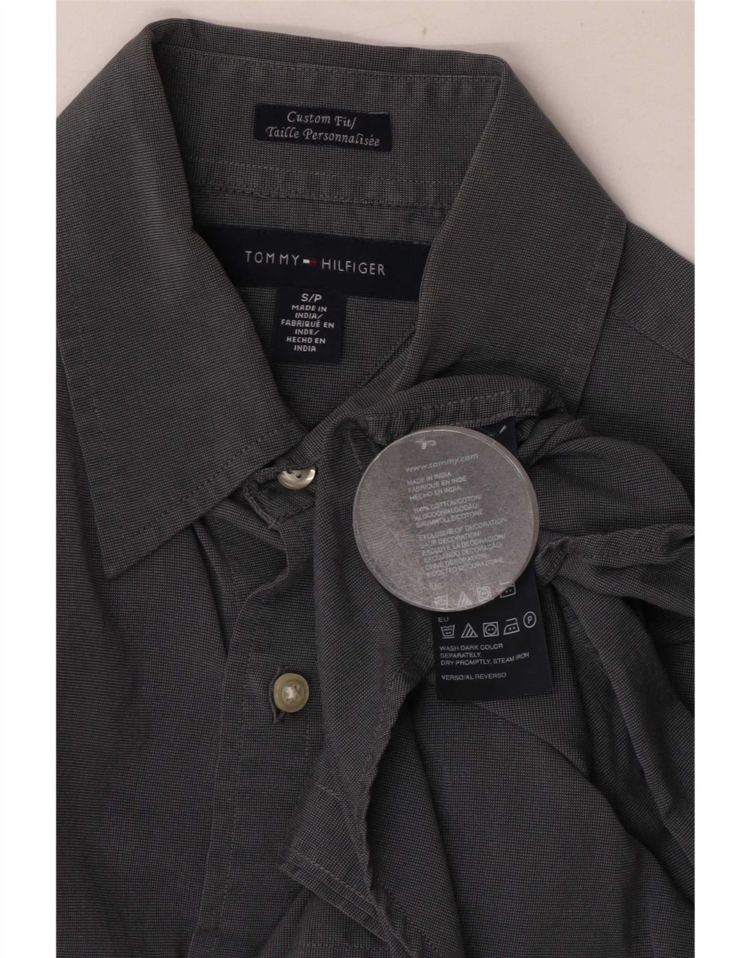 Tommy Hilfiger Mens Custom Fit Shirt Small Navy Blue Cotton