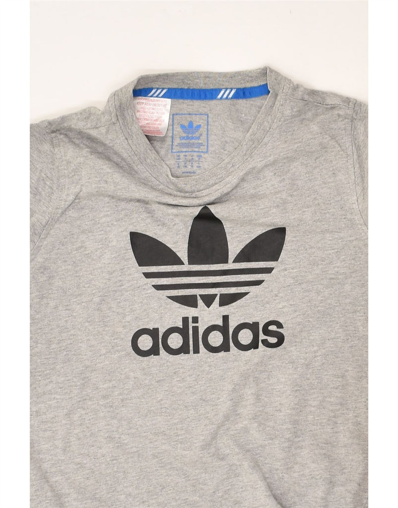 ADIDAS Boys Graphic Top Long Sleeve 9-10 Years Grey Cotton | Vintage Adidas | Thrift | Second-Hand Adidas | Used Clothing | Messina Hembry 