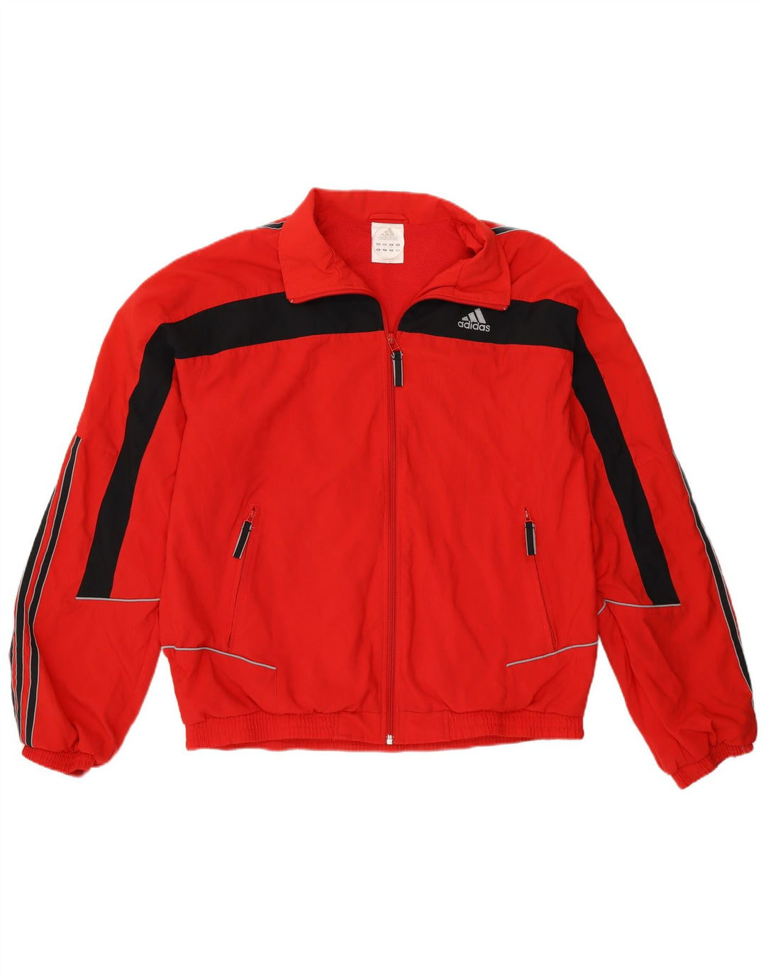 Adidas Mens Tracksuit Top Jacket UK 42/44 Large Red Colourblock Polyester
