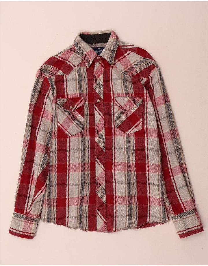 Wrangler Mens Flannel Shirt Medium Red Check