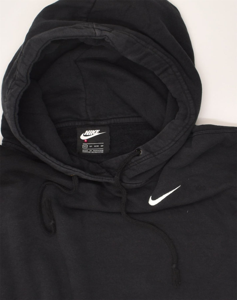 NIKE Womens Oversized Crop Hoodie Jumper UK 6 XS Black Cotton | Vintage Nike | Thrift | Second-Hand Nike | Used Clothing | Messina Hembry 