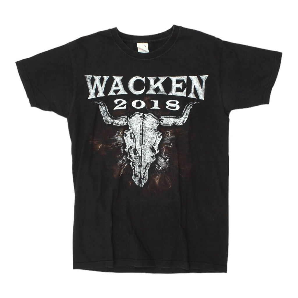 Wacken Open Air 2018 Mens Black Tshirt | German Heavy Metal Music Festival | Vintage Messina Hembry | Thrift | Second-Hand Messina Hembry | Used Clothing | Messina Hembry 