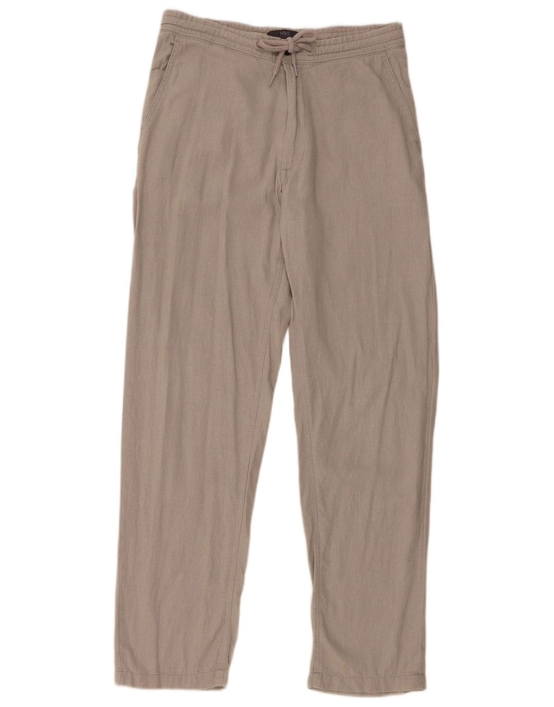 Marks & Spencer Womens Regular Straight Chino Trousers W30 L31 Grey Linen