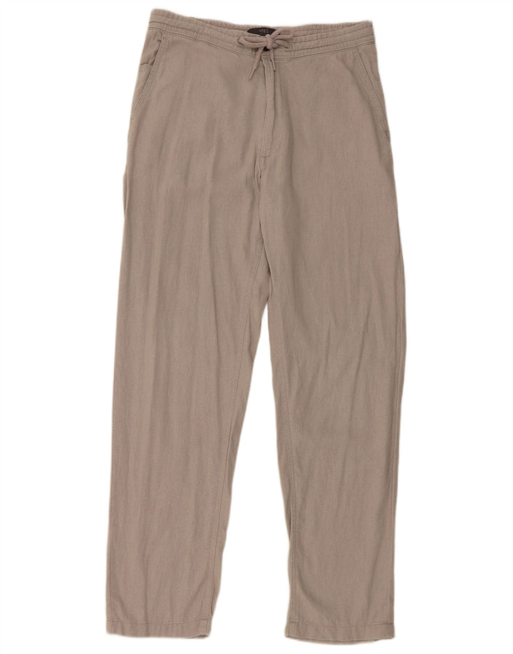 Marks & Spencer Womens Regular Straight Chino Trousers W30 L31 Grey Linen