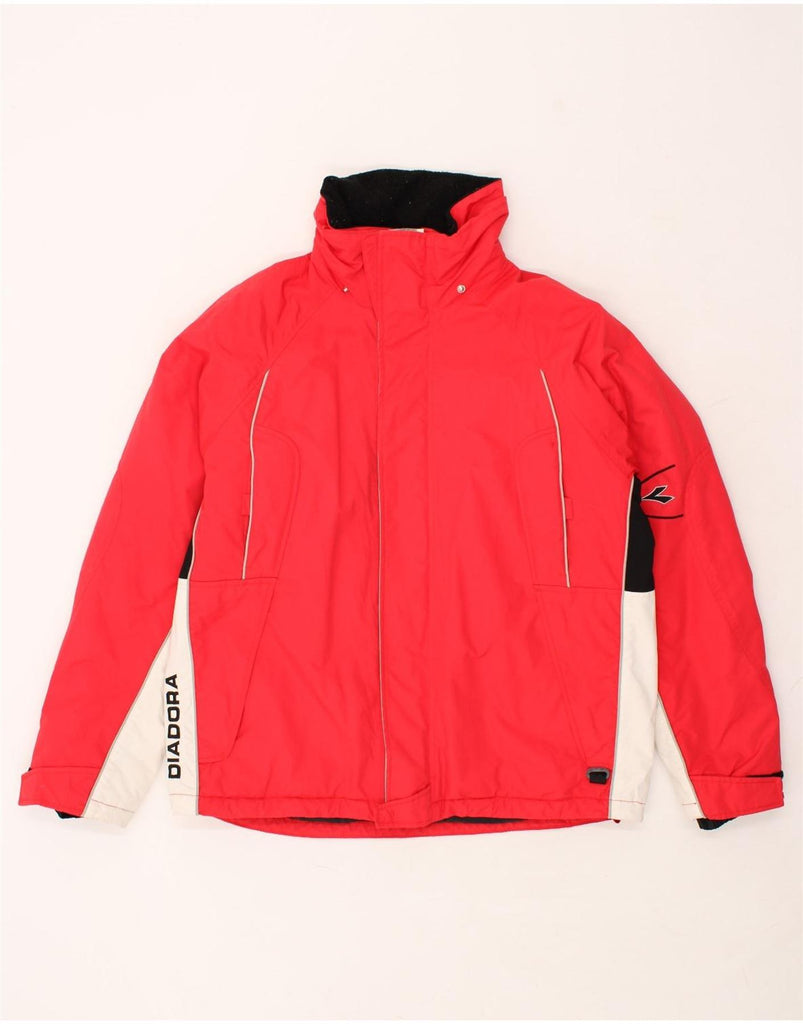 DIADORA Mens Graphic Windbreaker Jacket UK 40 Large Red Colourblock | Vintage Diadora | Thrift | Second-Hand Diadora | Used Clothing | Messina Hembry 